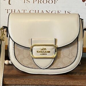 Coach Cream and Tan Crossbody Bag